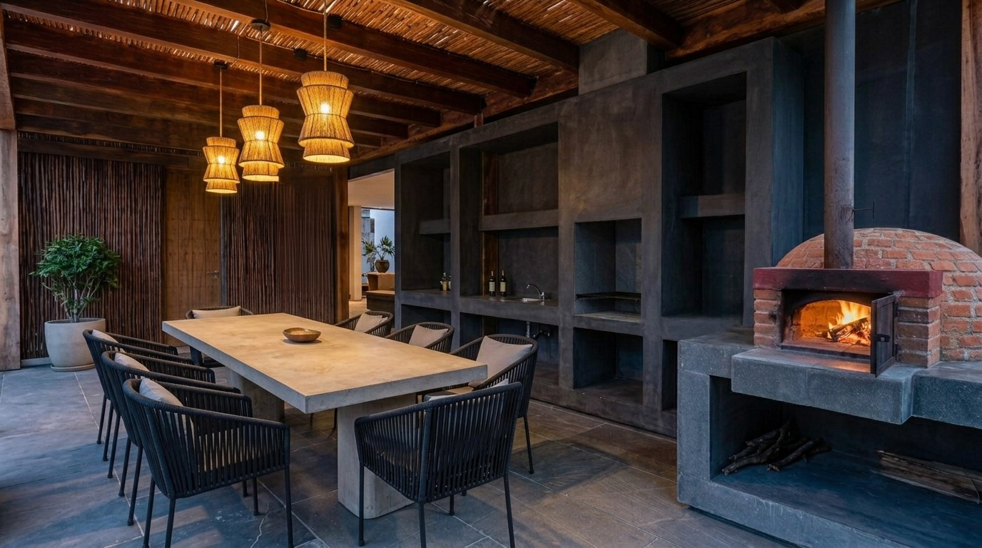 Open-air common pavilion at Humana Tulum