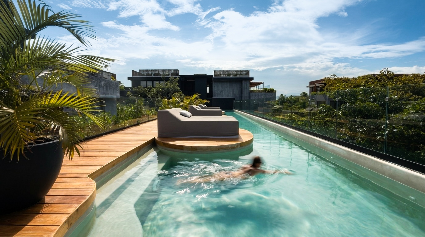 Rooftop shared pool at Humana Tulum